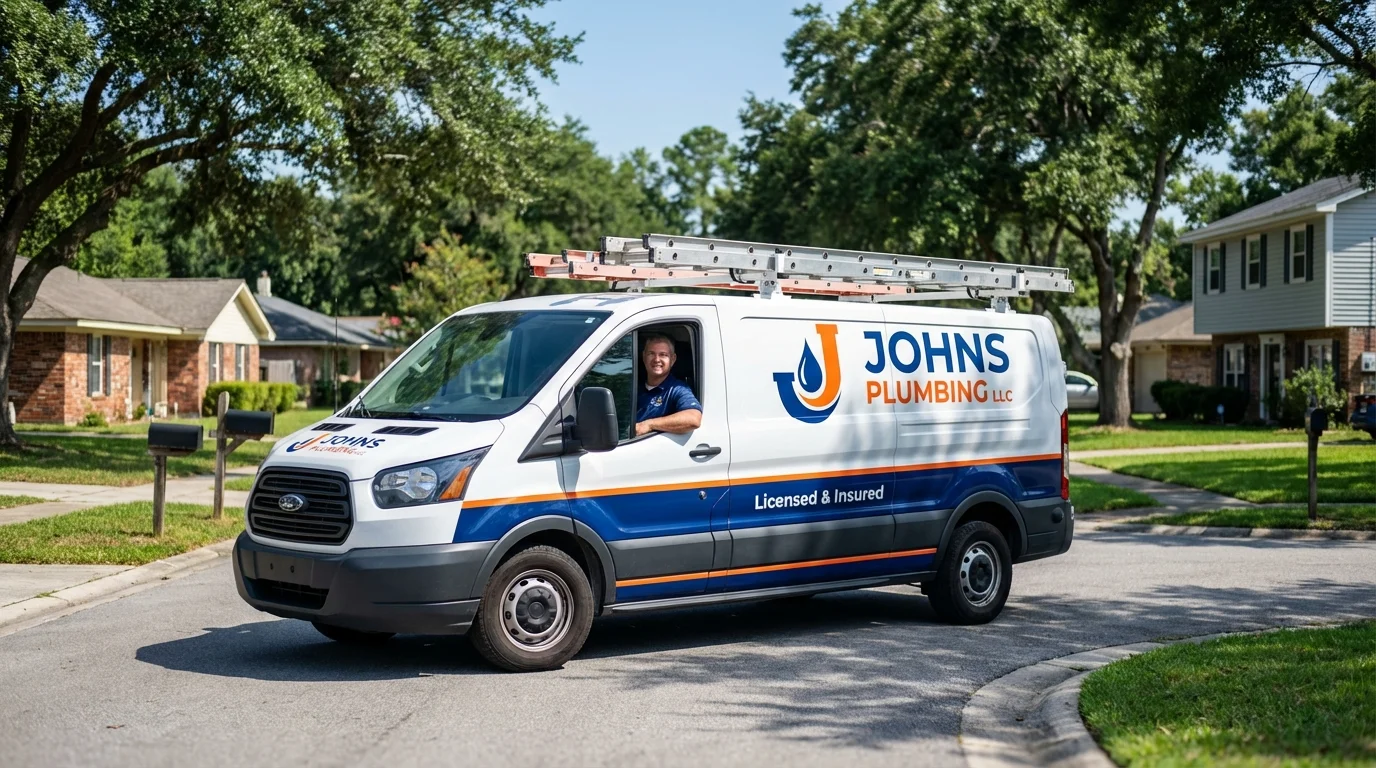 Johns Plumbing LLC service van in New Richland, MN