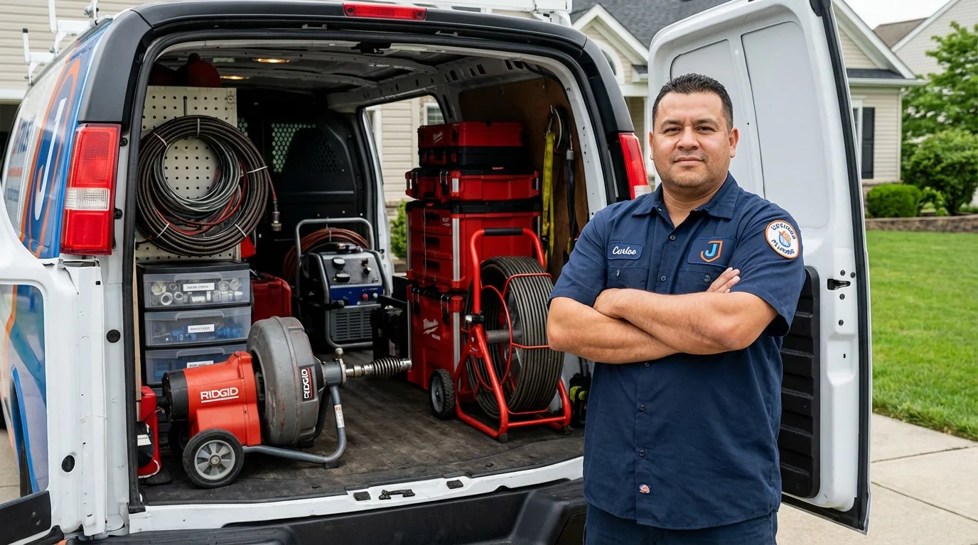 Professional drain cleaning equipment and Johns Plumbing LLC plumber in New Richland